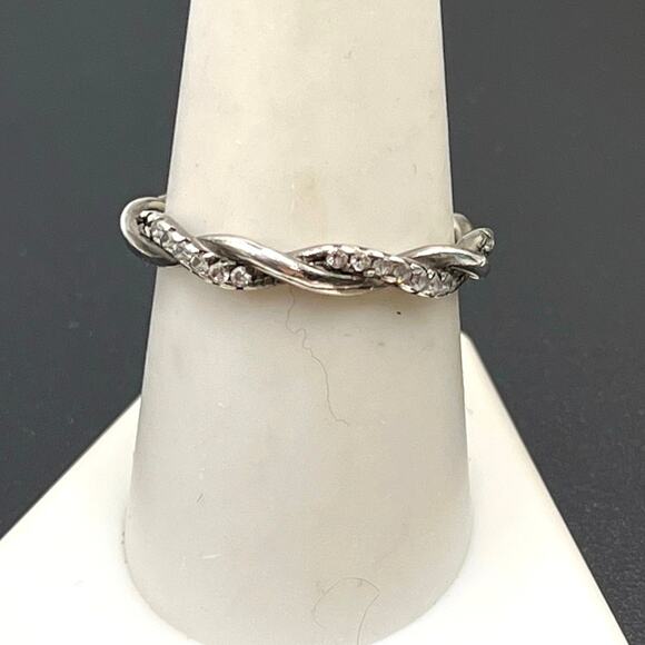 IBB‎ Designer Signed 925 Sterling Silver CZ Infinity Twisted Band Ring Sz 9.25 - Picture 1 of 8